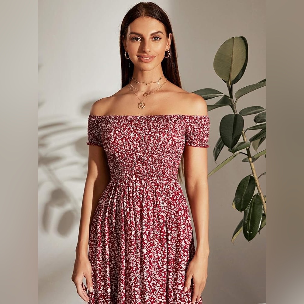 Floral Off-Shoulder Tropical Dress